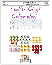okul öncesi 1 sayısı çizgi çalışması